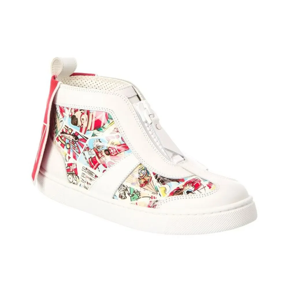 Christian Louboutin Super Loubi Leather High-Top Sneaker, White